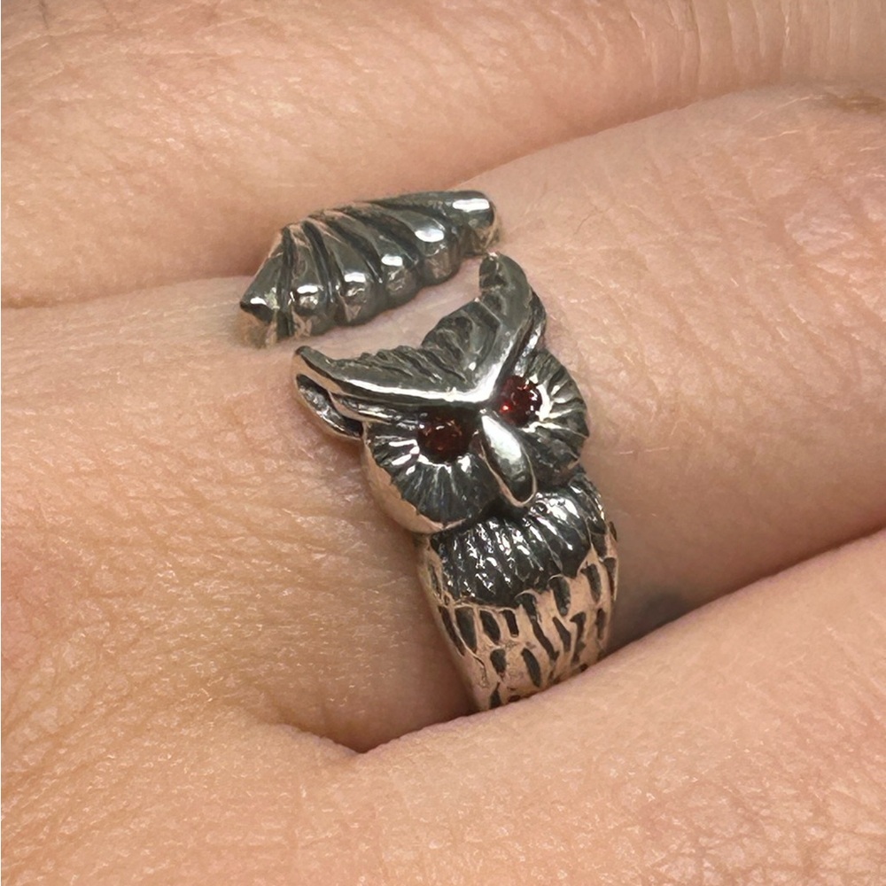 Sterling Silver Owl Bypass Ring - image 3